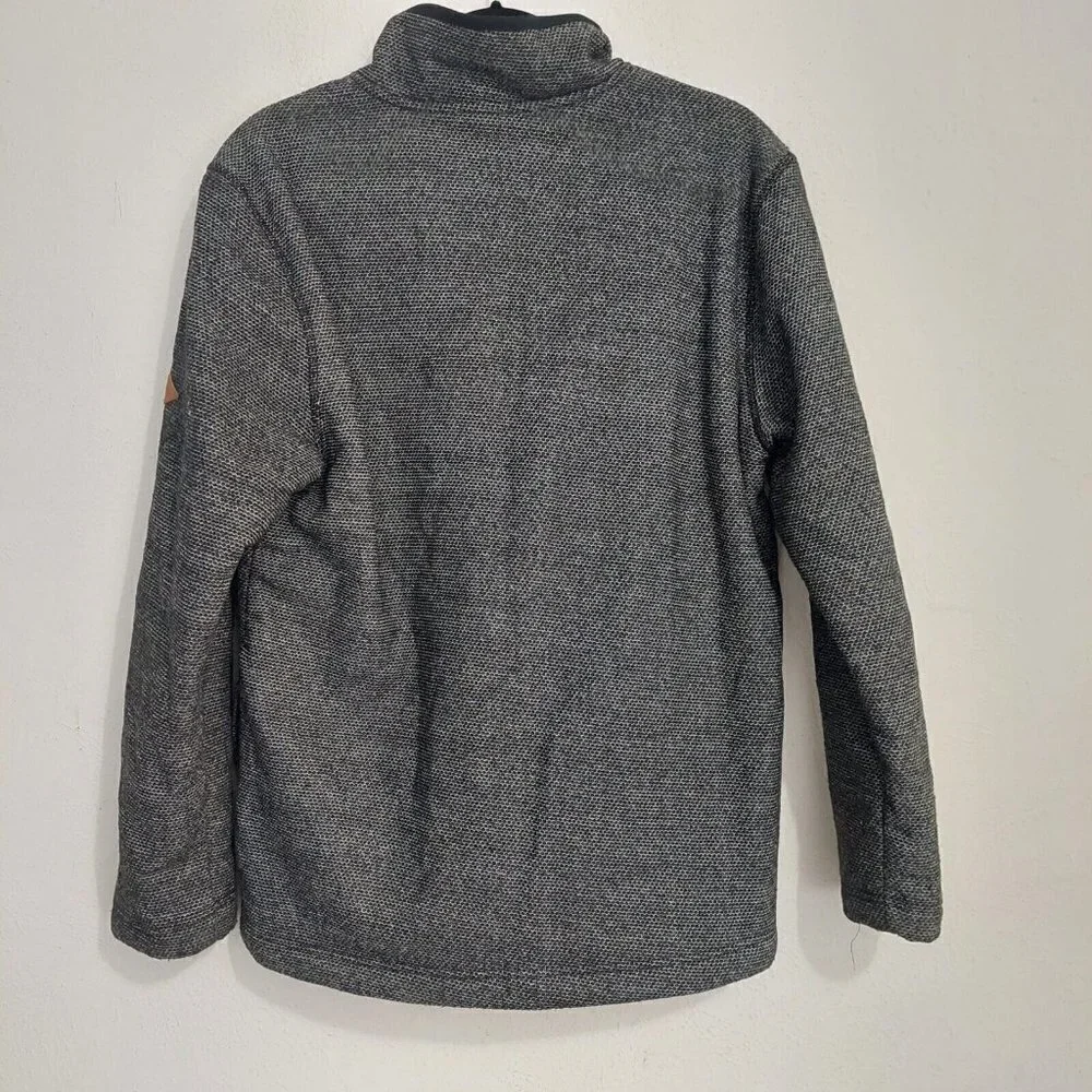 ORVIS Sweater Jacket Mens Medium Sherpa Fleece Lined 1/4 Zip Pullover Gray Black